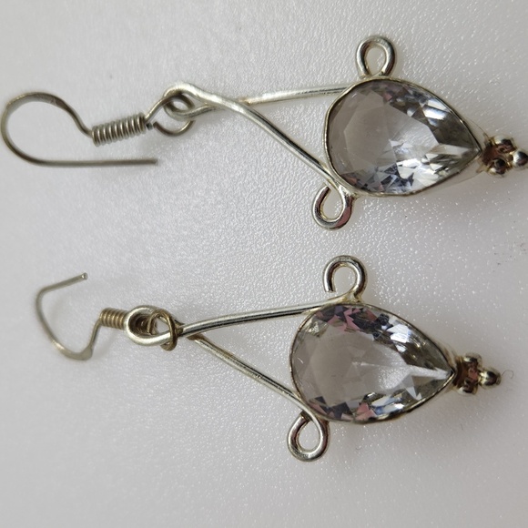 Nwot!! White topaz sterling earrings handmade - Picture 2 of 5